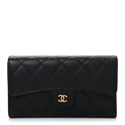 Chanel Caviar Quilted Long Flap Wallet Black 1 of 8