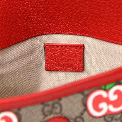 Gucci GG Supreme Monogram Apple Interlocking G Belt Bag Beige Multicolor Lobster Red 6 of 11