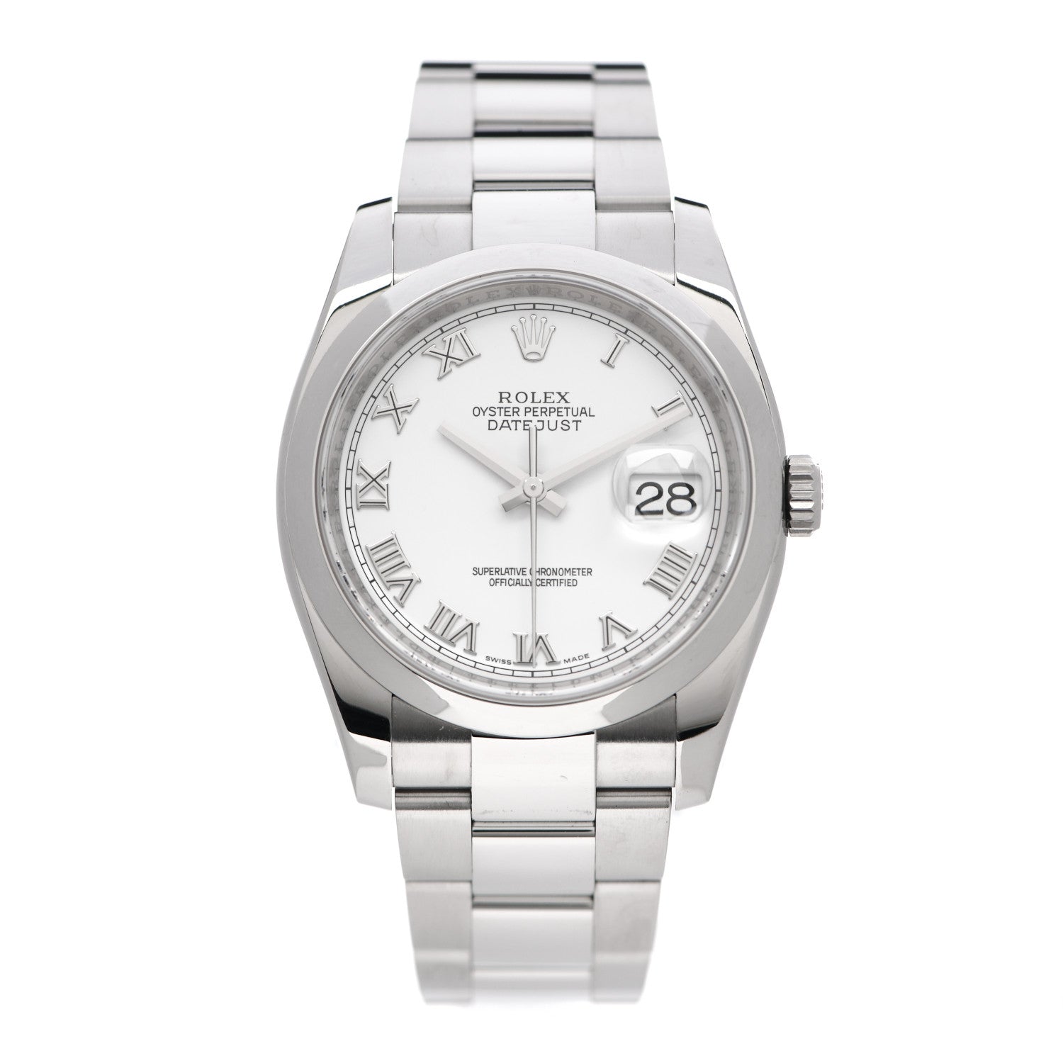 Rolex Stainless Steel 36mm Oyster Perpetual Datejust Watch White Roman 116200 1 of 4