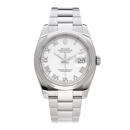 Rolex Stainless Steel 36mm Oyster Perpetual Datejust Watch White Roman 116200 1 of 4