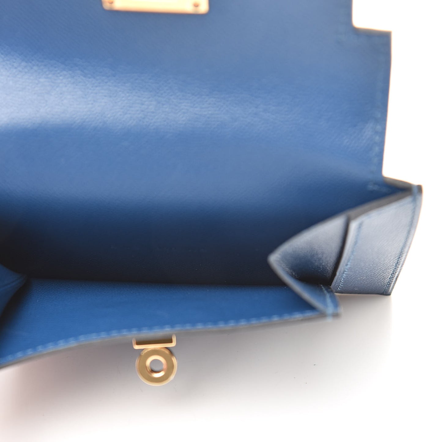 Madame Calfskin Kelly Pocket Compact Wallet Deep Bleu