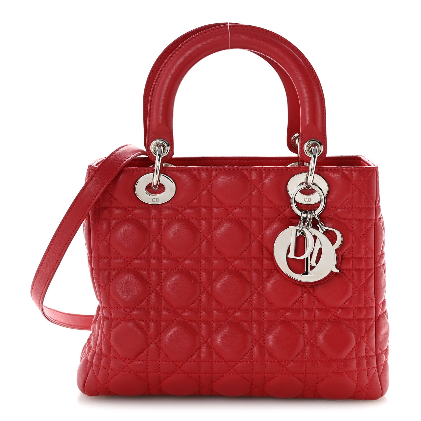 Lambskin Cannage Medium Lady Dior Red