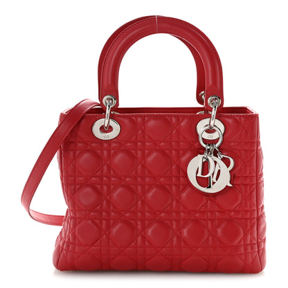 Christian Dior Lambskin Cannage Medium Lady Dior Red 1 of 14