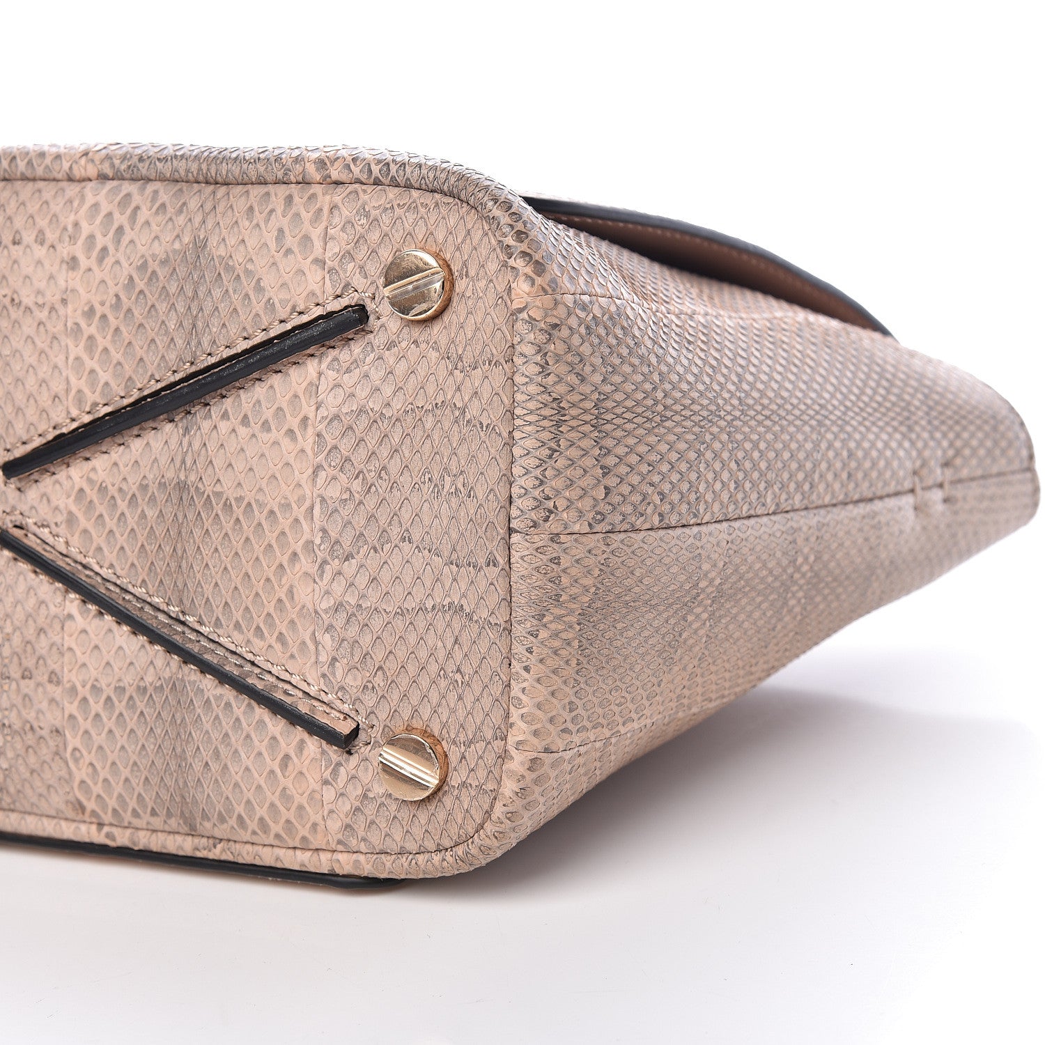 Valentino Garavani Snakeskin Small Demilune Double Handle Satchel Beige 6 of 11