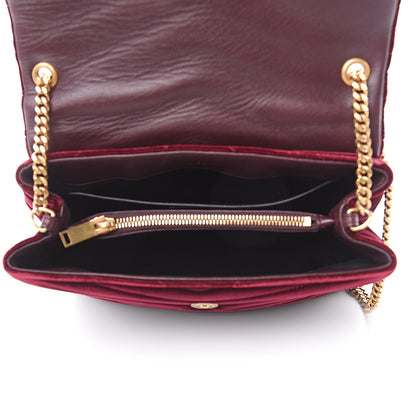Saint Laurent Velvet Y Quilted Monogram Small Loulou Chain Satchel Burgundy 5 of 11