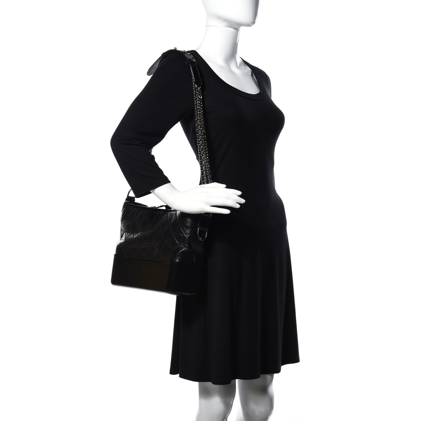 Aged Calfskin Quilted Medium Gabrielle Hobo Black