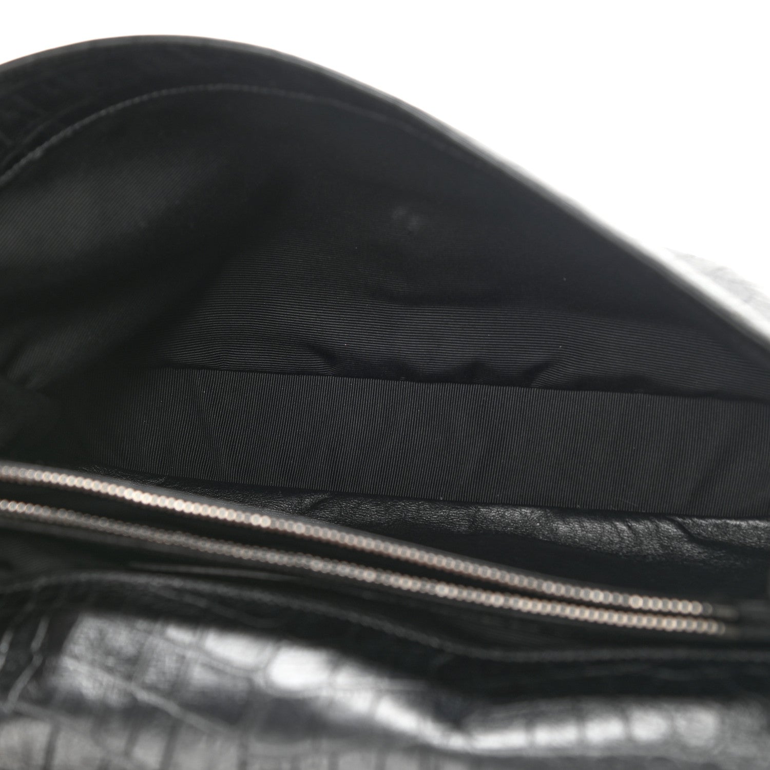 Saint Laurent Calfskin Crocodile Embossed Large College Monogram Satchel Black 5 of 12