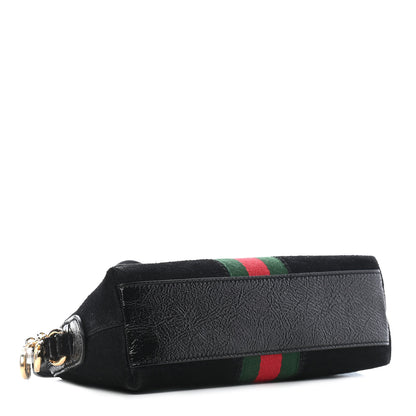 Gucci Suede Patent Web GG Small Ophidia Dome Shoulder Bag Black 4 of 9
