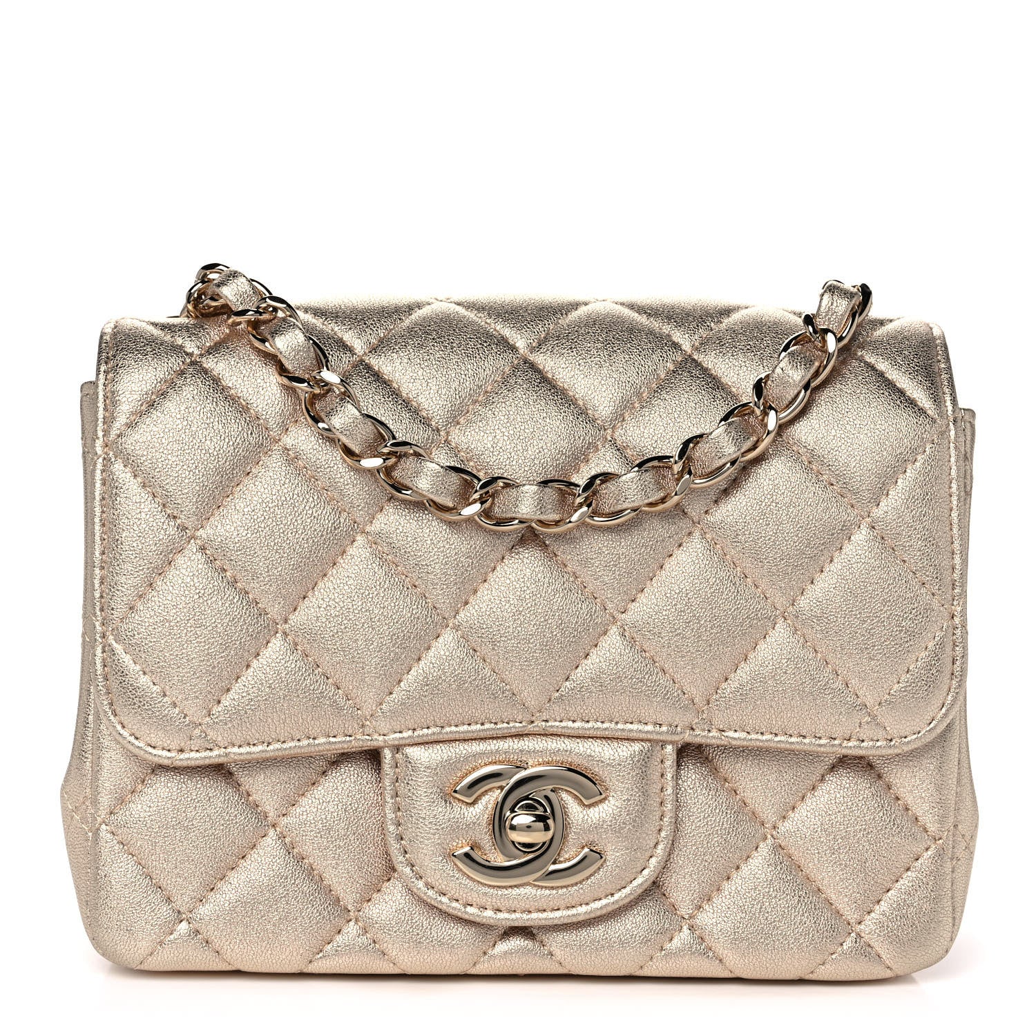 Chanel Metallic Lambskin Quilted Mini Square Flap Gold 1 of 10