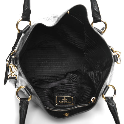 Prada Deerskin Shoulder Bag Black 6 of 15