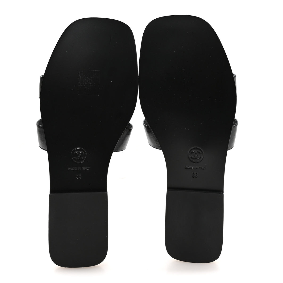 Chanel Lambskin CC Cut Out Mules Sandals 36 Black 6 of 9