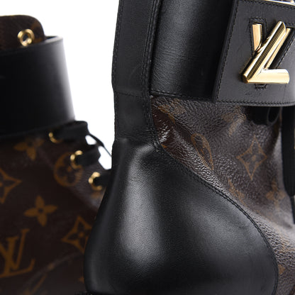 Louis Vuitton Calfskin Monogram Wonderland Flat Ranger Boots 41 Black 10 of 14
