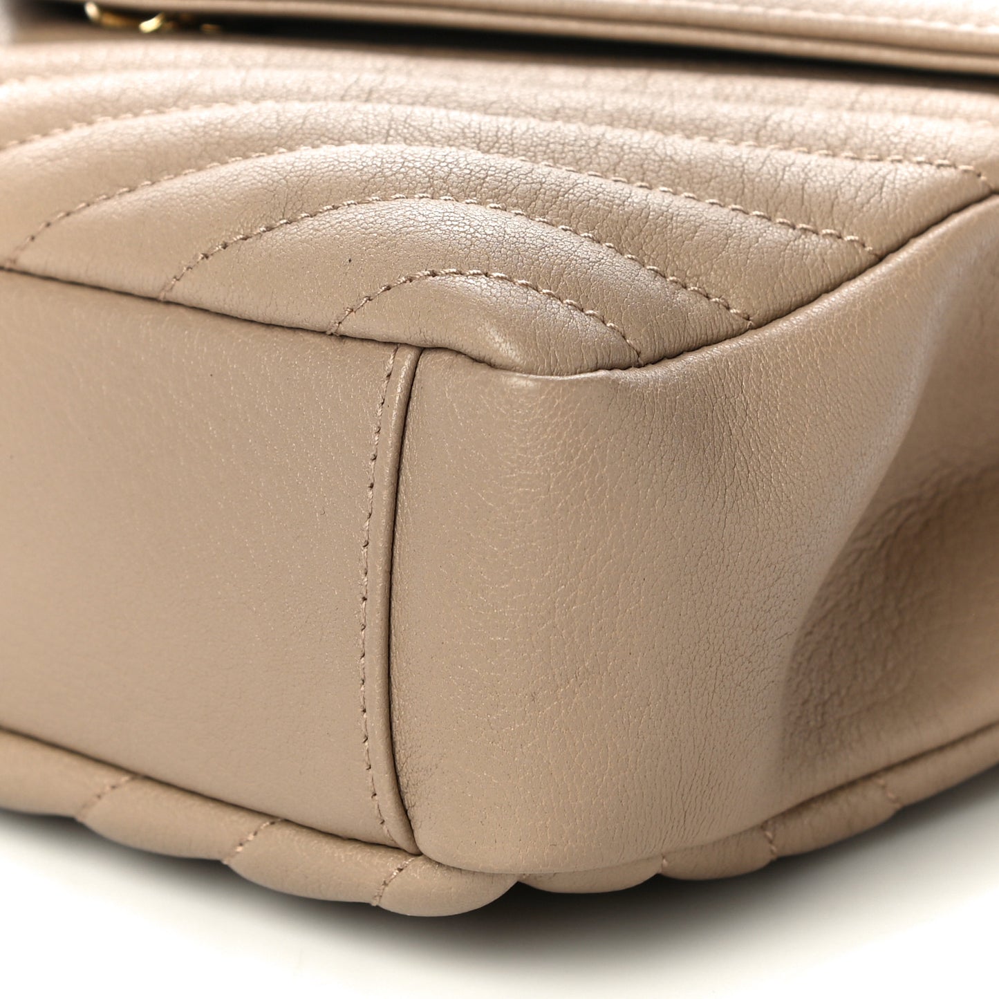 Sheepskin Matelasse Chevron Monogram Medium College Bag Dark Beige