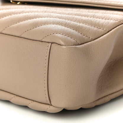 Saint Laurent Sheepskin Matelasse Chevron Monogram Medium College Bag Dark Beige 8 of 9