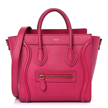 Celine Drummed Calfskin Nano Luggage Fuchsia 1 of 19