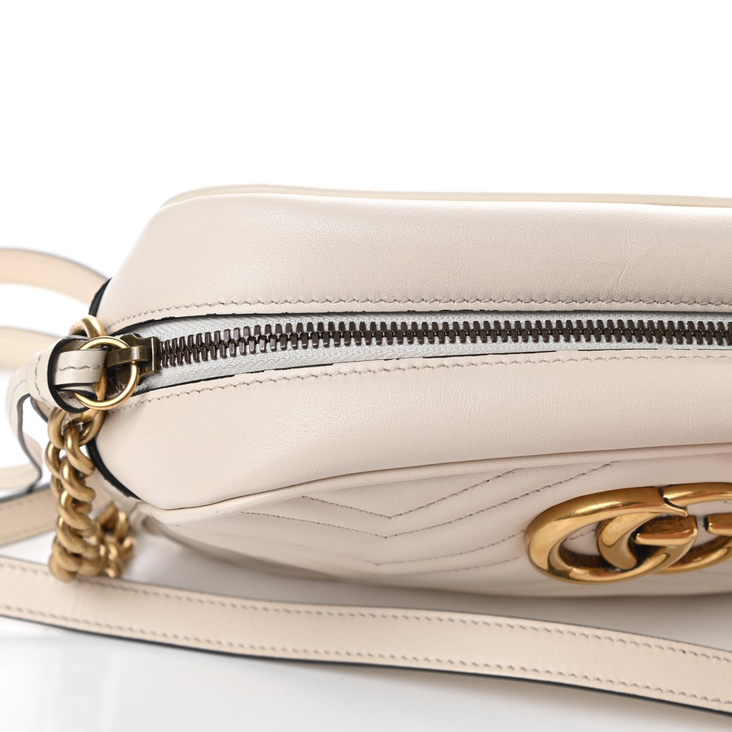 Gucci Calfskin Matelasse Small GG Marmont Chain Shoulder Bag White 16 of 16