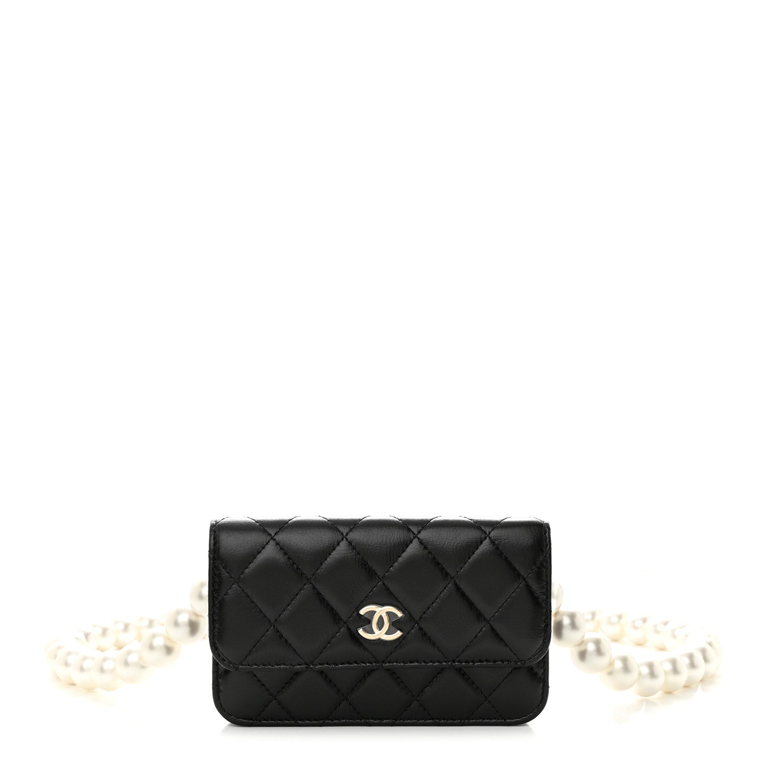 Chanel Calfskin Quilted Maxi Pearls Clutch With Chain Black 1 of 11
