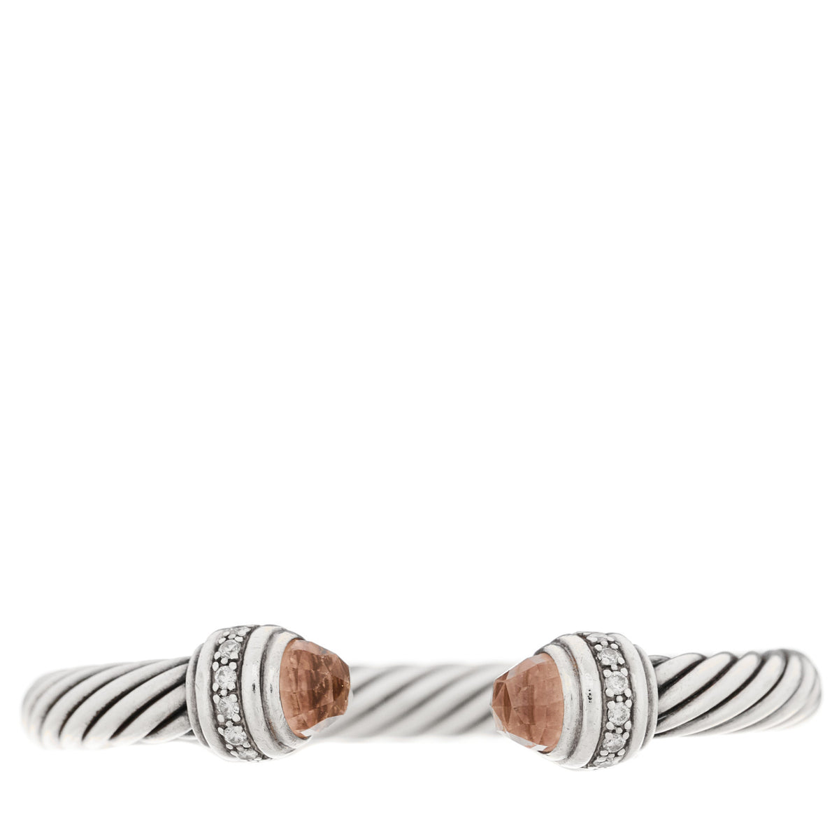 Sterling Silver Diamond Morganite 7mm Cable Classics Bracelet