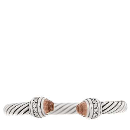 David Yurman Sterling Silver Diamond Morganite 7mm Cable Classics Bracelet 1 of 3