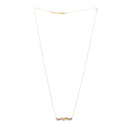 Suzanne Kalan 14K Yellow Gold Diamond Multi Gemstone Frenesia Rainbow Bar Pendant Necklace 2 of 3