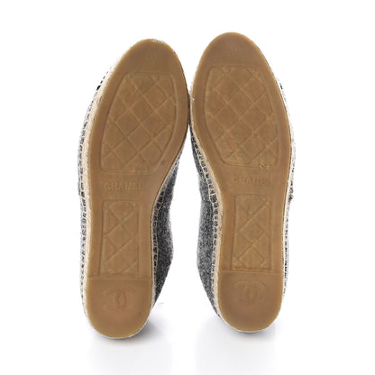 Chanel Tweed Velvet CC Espadrilles 40 Grey Black 5 of 7