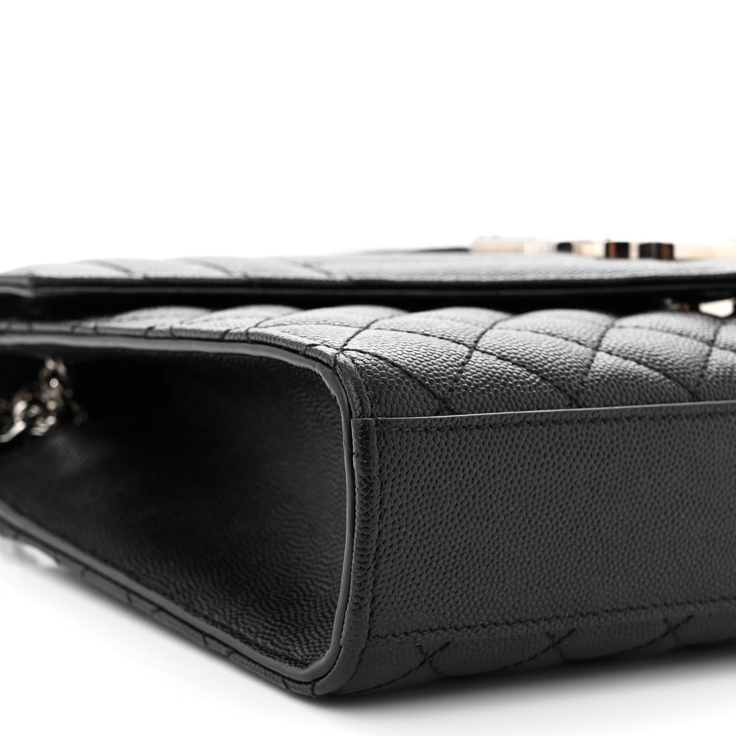 Grain De Poudre Textured Mixed Matelasse Triquilt Medium Monogram Satchel Black