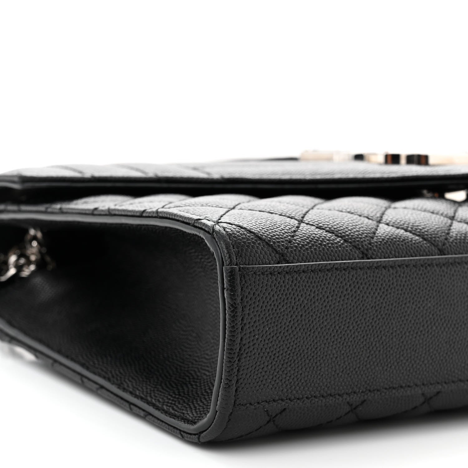 Saint Laurent Grain De Poudre Textured Mixed Matelasse Triquilt Medium Monogram Satchel Black 9 of 11