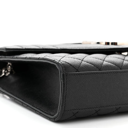 Saint Laurent Grain De Poudre Textured Mixed Matelasse Triquilt Medium Monogram Satchel Black 9 of 11