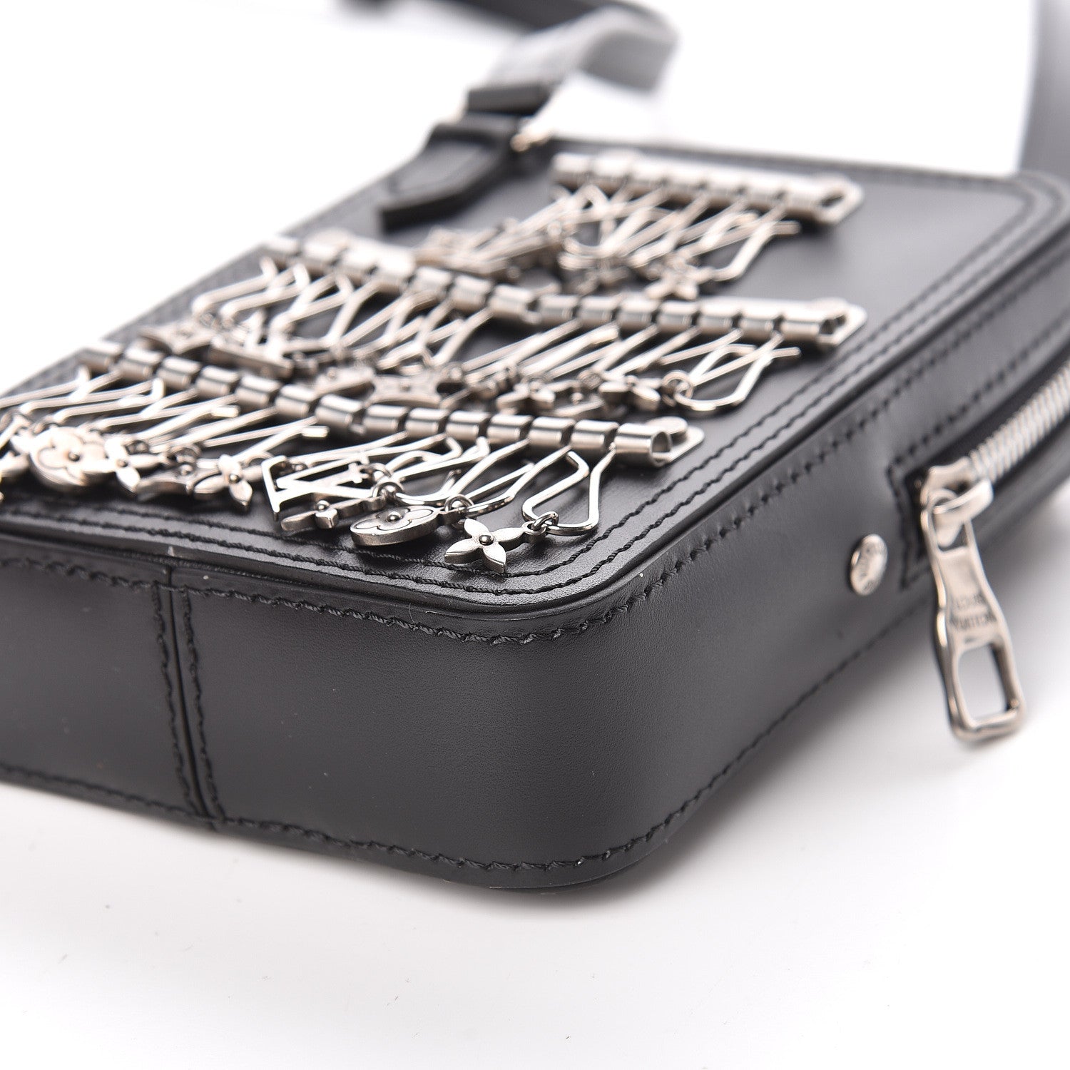 Louis Vuitton Calfskin Flower Charms Danube Messenger Black 9 of 10