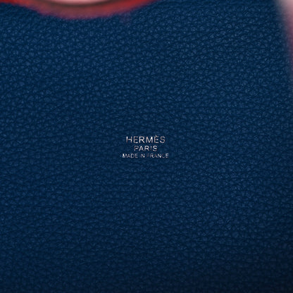 Hermes Taurillon Clemence Tri-Color Picotin Lock 18 PM Rouge Coeur Rose Extreme Bleu Zanzibar 6 of 9