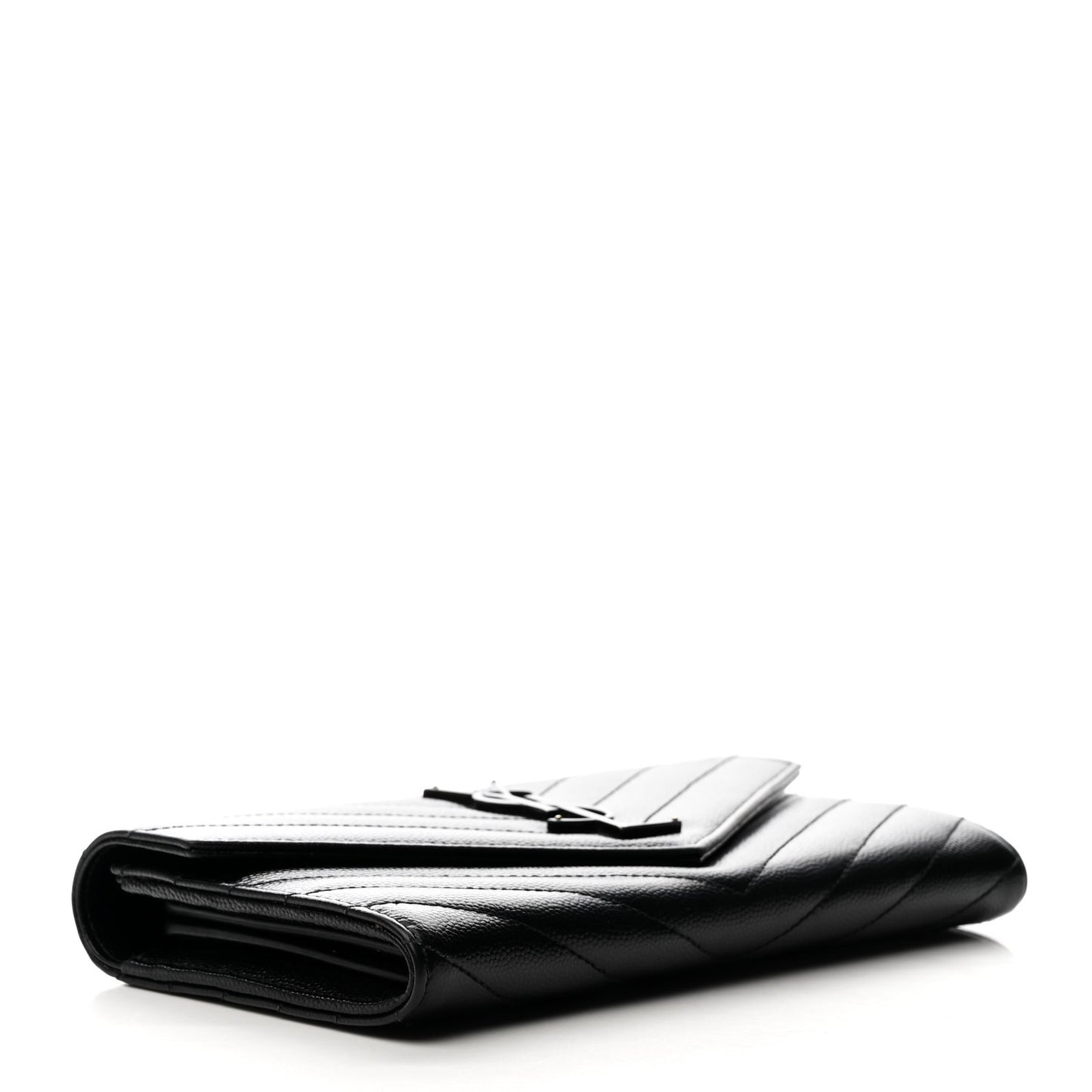 Grain De Poudre Matelasse Chevron Monogram Flap Wallet Black