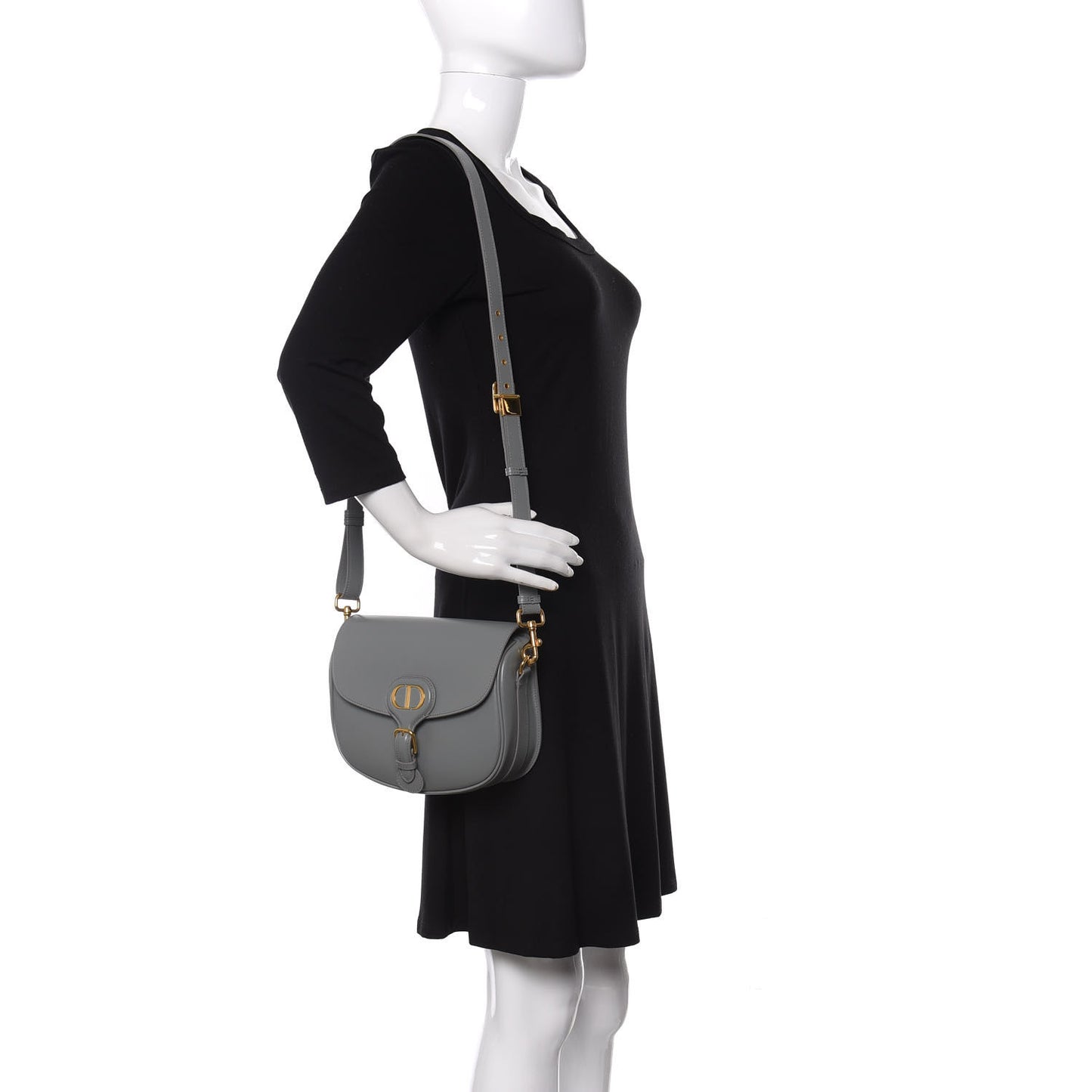 Box Calfskin Medium Bobby Flap Stone Grey