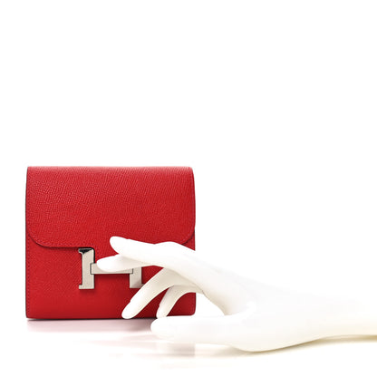 Hermes Epsom Constance Compact Passant Wallet Rouge Casaque 2 of 9