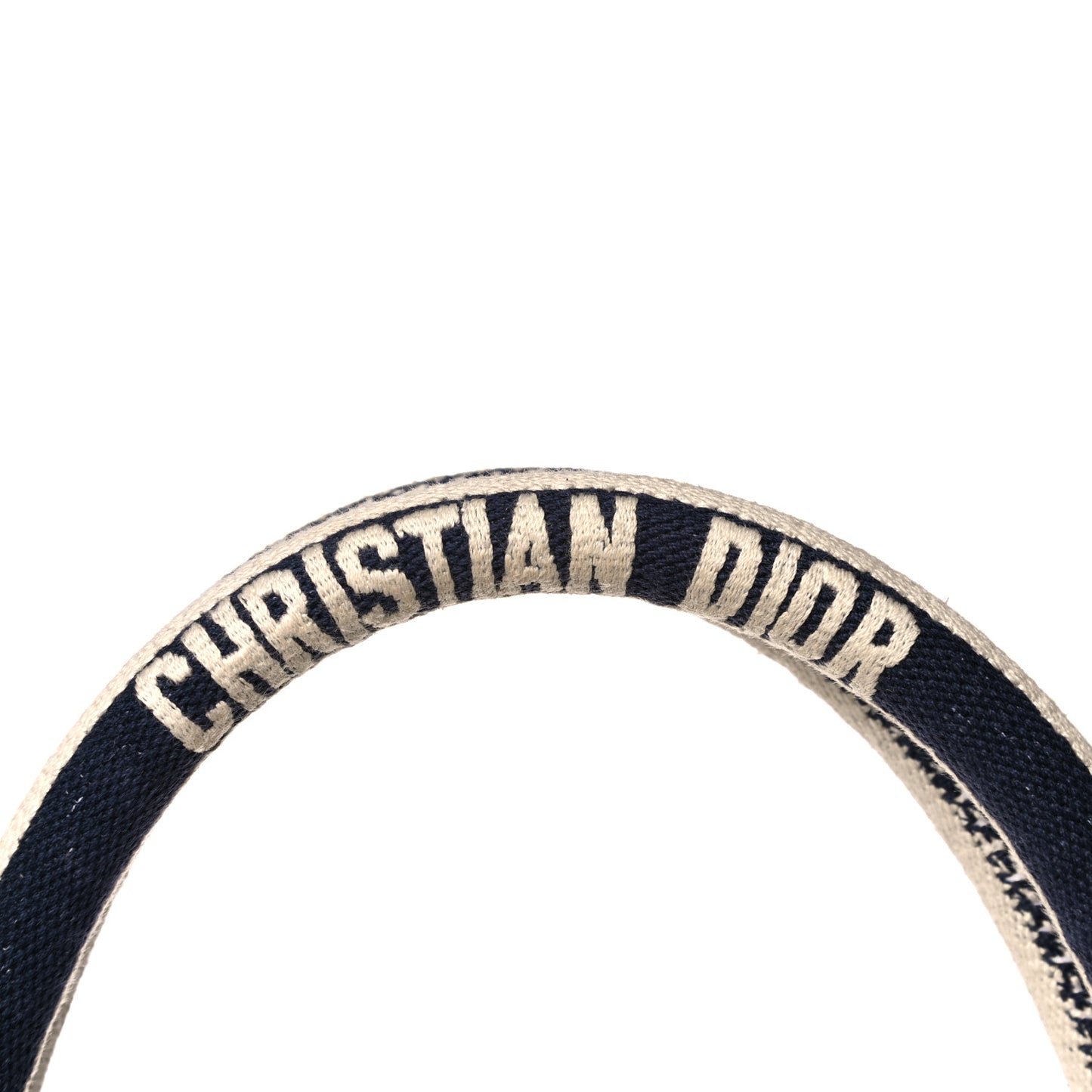 Canvas Embroidered Large Striped Book Tote Navy