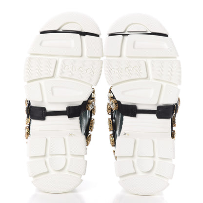 Gucci X SEGA Metallic Calfskin Removable Crystals Womens Flashtrek Sneakers 36.5 Lago Loess Silver 6 of 9