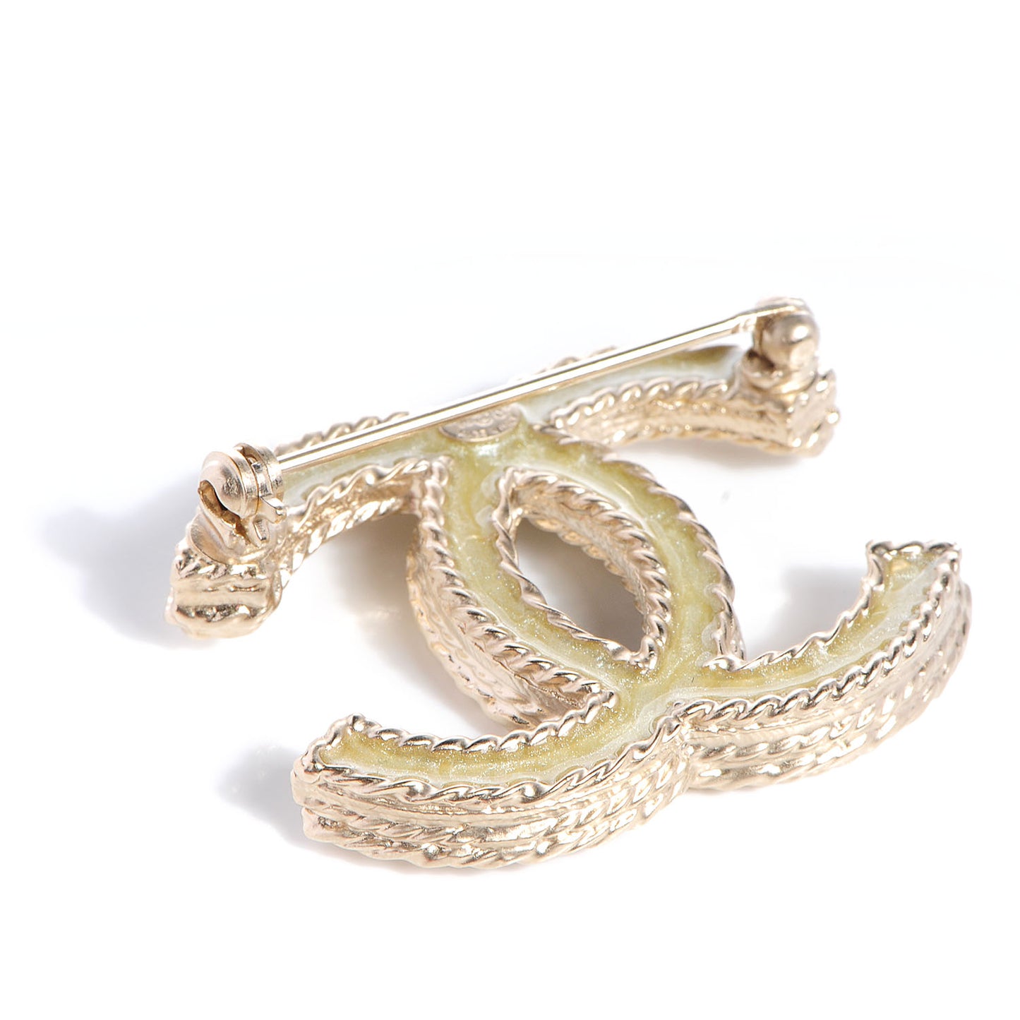 Crystal Large CC Brooch Gold