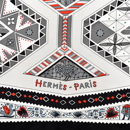 Hermes Silk Ors Blues d'Afrique Scarf 90 Noir Gris Rouge 5 of 7