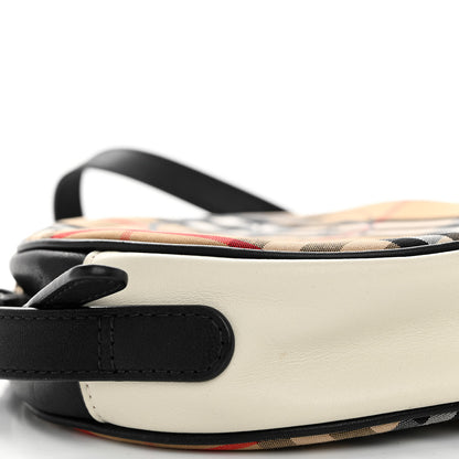 Burberry Vintage Check Calfskin Cartoon Print Round Bag Black White 8 of 10