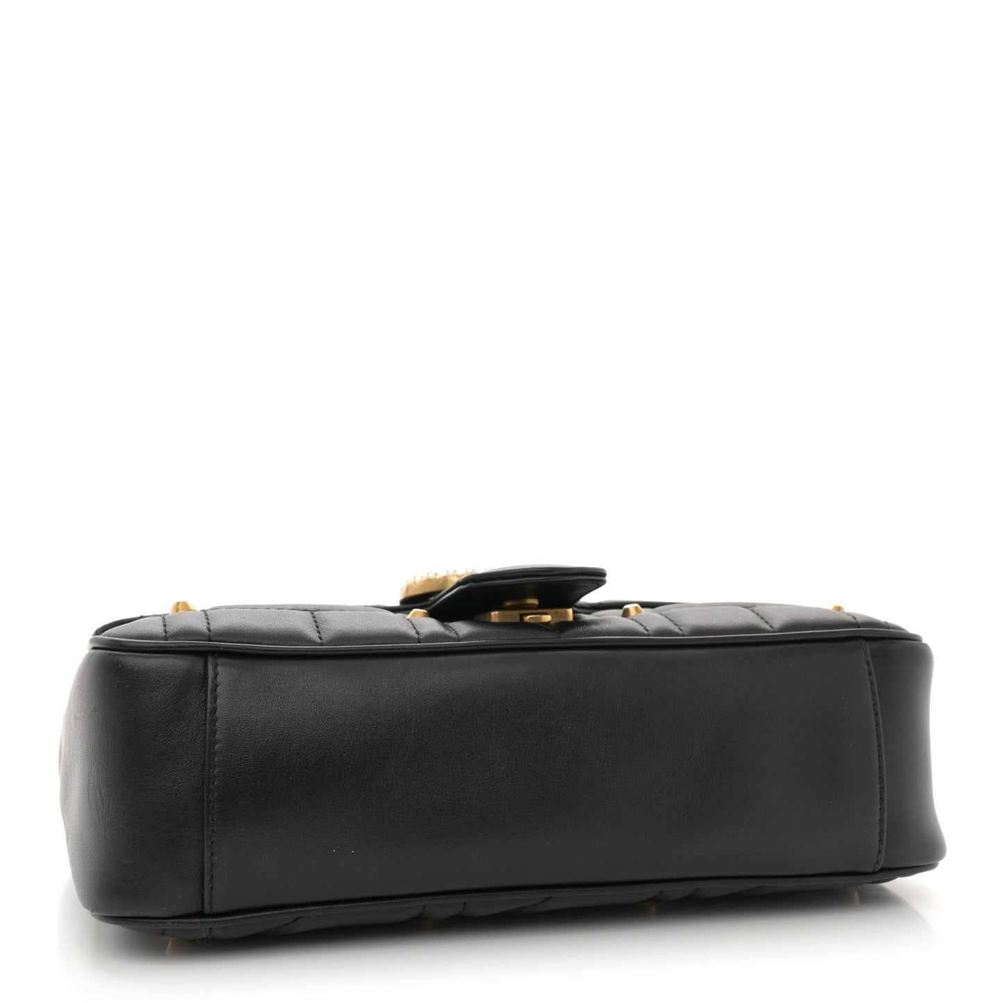 Calfskin Matelasse Studded Small Pearly GG Marmont Shoulder Bag Black