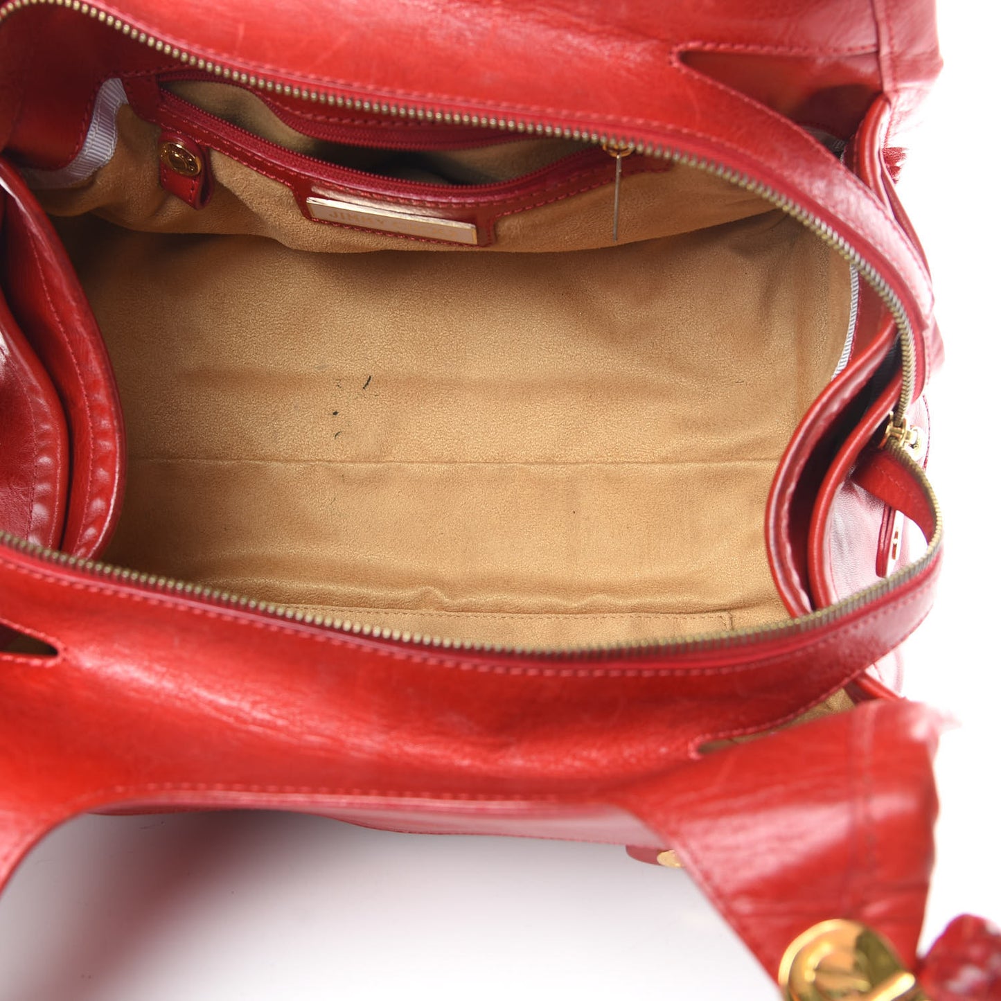 Shiny Calfskin Satchel Red