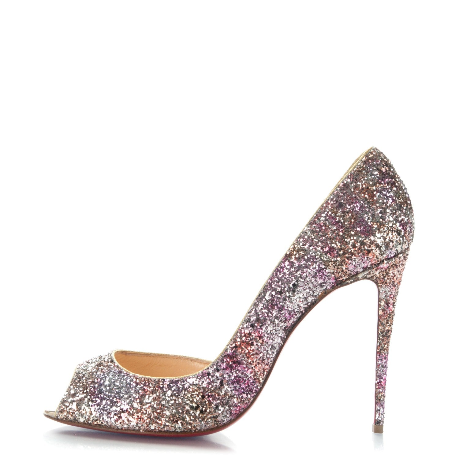 Christian Louboutin Glitter Demi You 100 Pumps 40 Rosette Gold 1 of 7