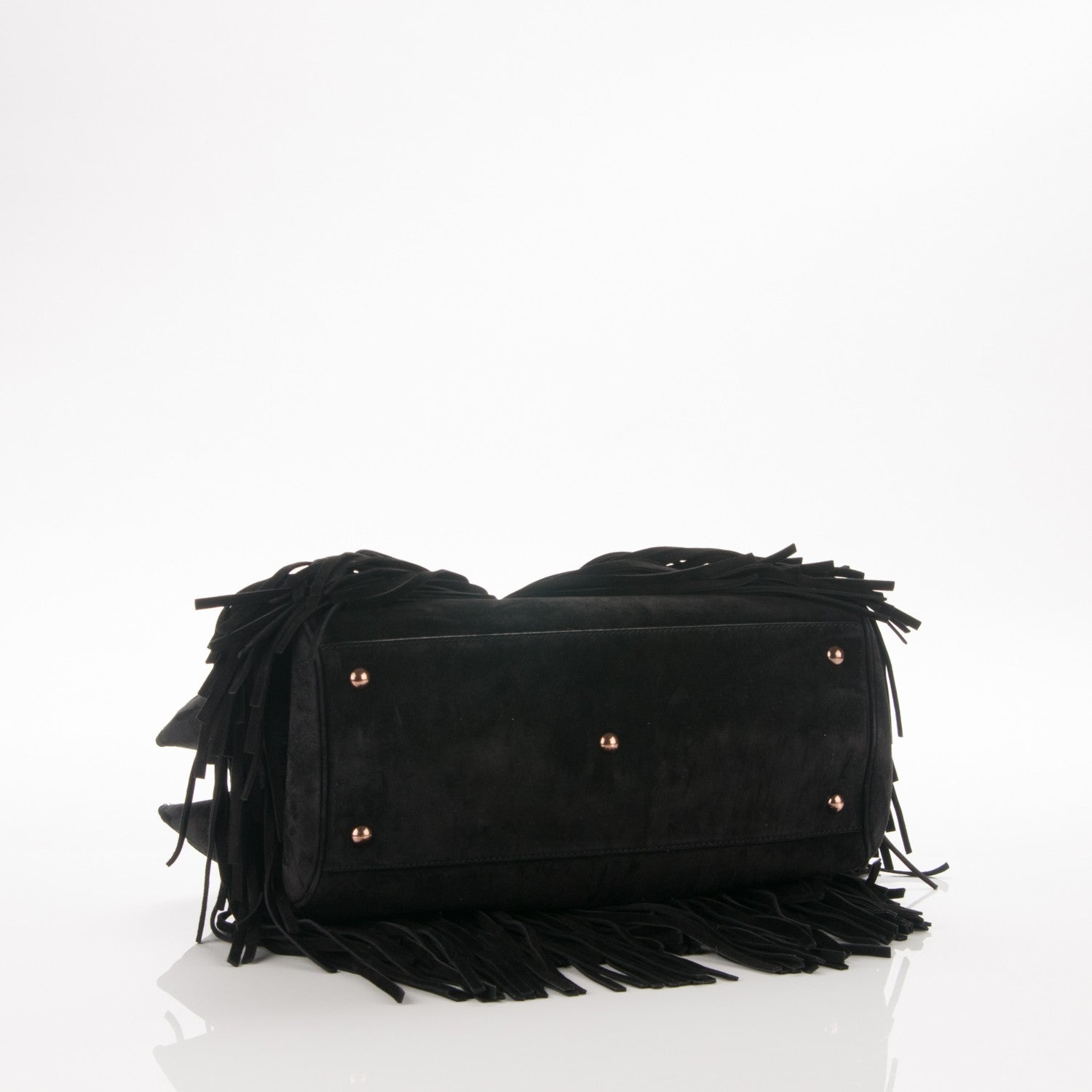 Gucci Suede Bamboo Fringe Medium Shopper Tote Black 4 of 7