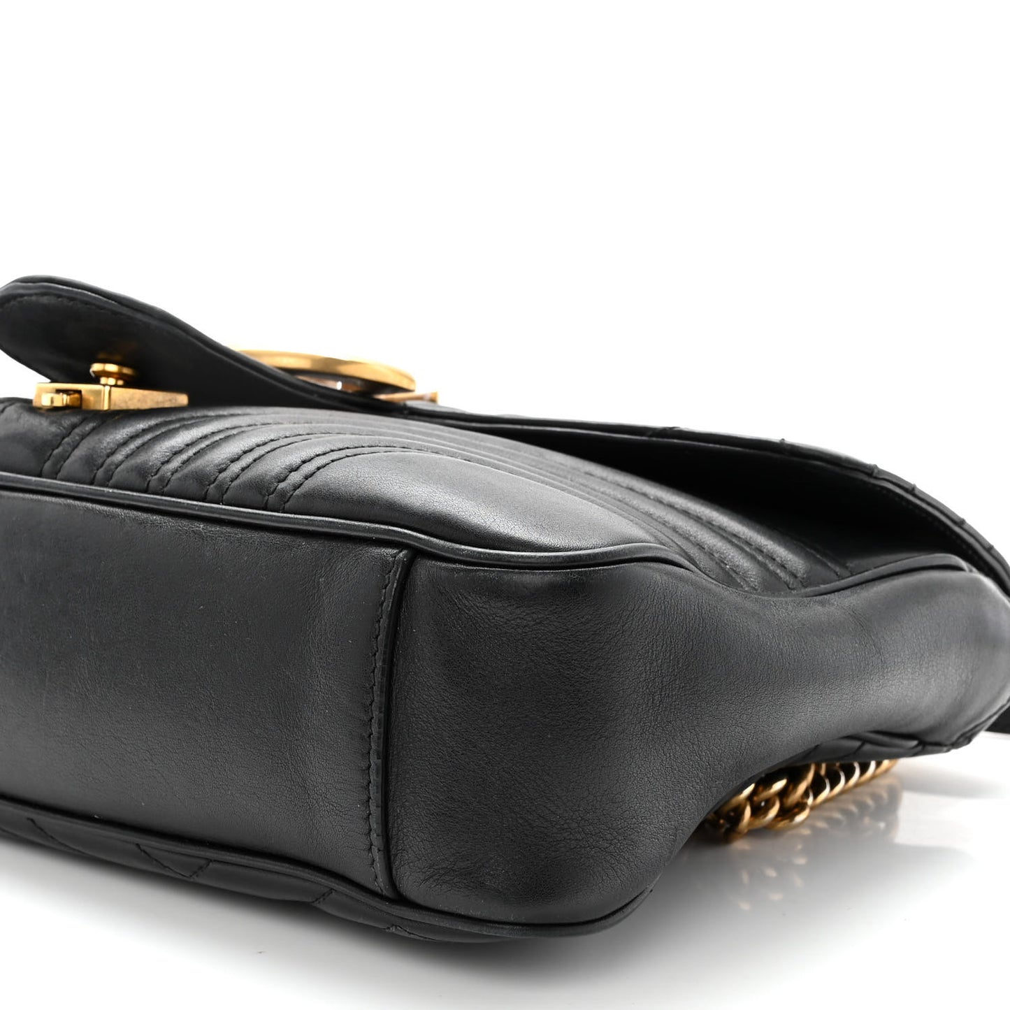 Calfskin Matelasse Medium GG Marmont Shoulder Bag Black