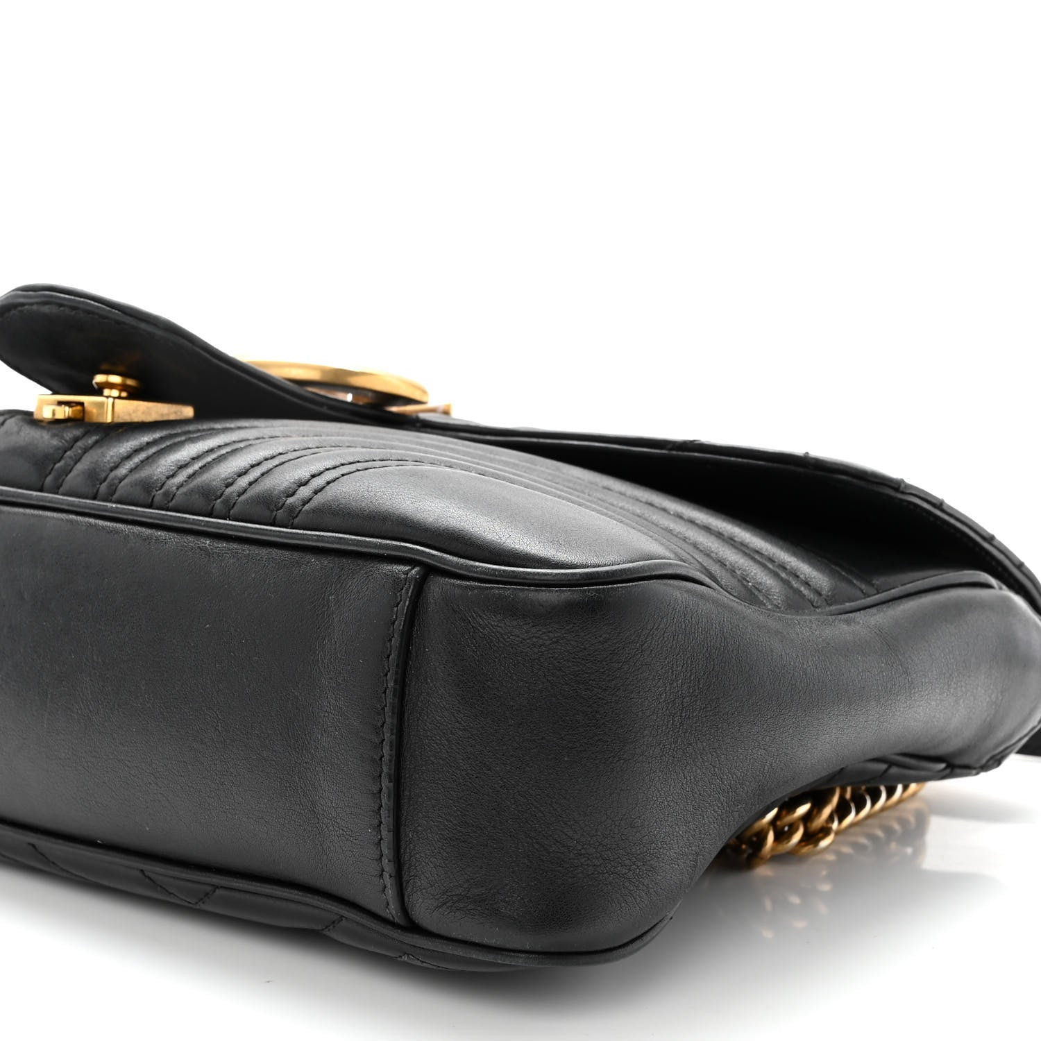 Gucci Calfskin Matelasse Medium GG Marmont Shoulder Bag Black 8 of 11