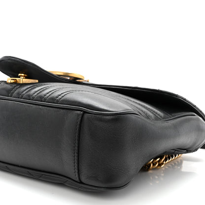 Gucci Calfskin Matelasse Medium GG Marmont Shoulder Bag Black 8 of 11