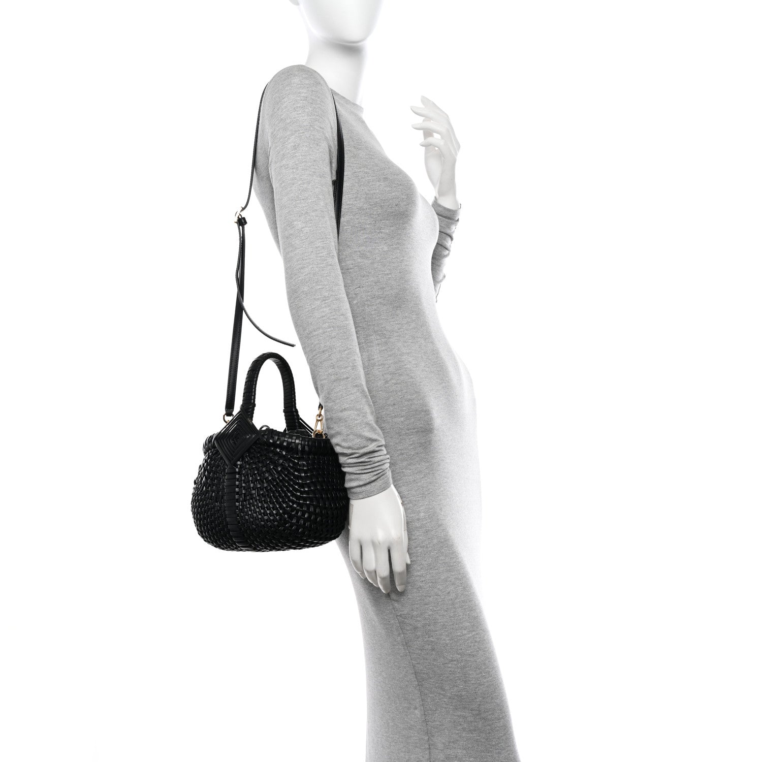 Loewe Calfskin Woven Mini Diamond Basket Bag Black 2 of 11
