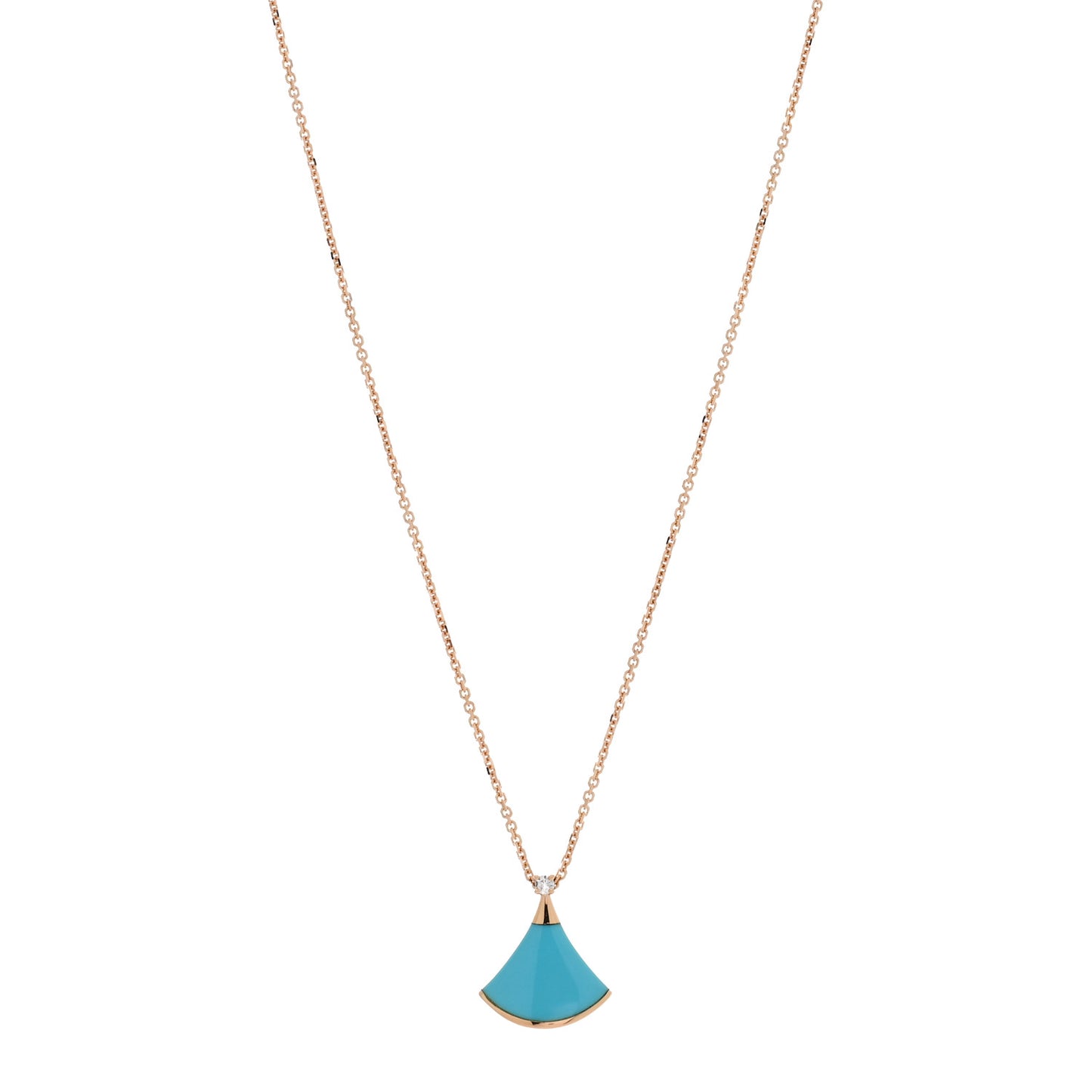 18K Rose Gold Diamond Turquoise Divas' Dream Pendant Necklace