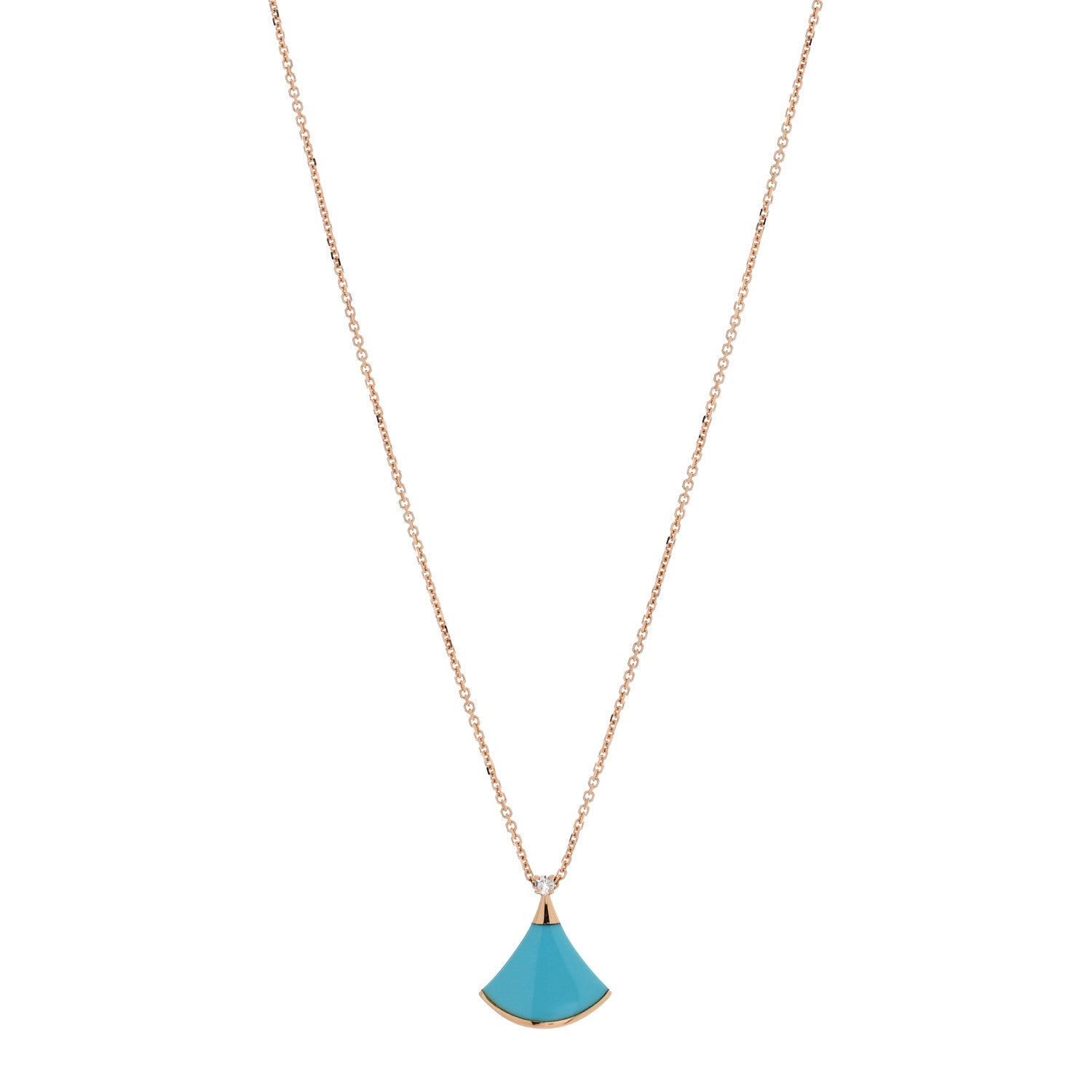 Bulgari 18K Rose Gold Diamond Turquoise Divas' Dream Pendant Necklace 1 of 4