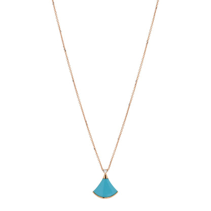 Bulgari 18K Rose Gold Diamond Turquoise Divas' Dream Pendant Necklace 1 of 4