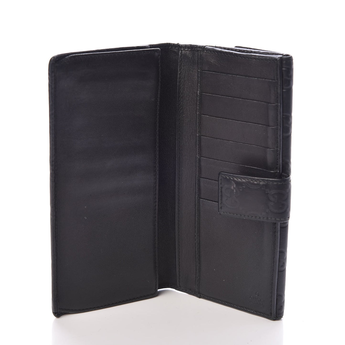 Guccissima Margaux Calfskin Metal Bar Continental Flap Wallet Black
